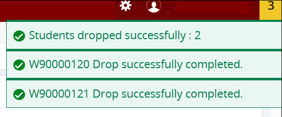 Student Successfully dropped NGR