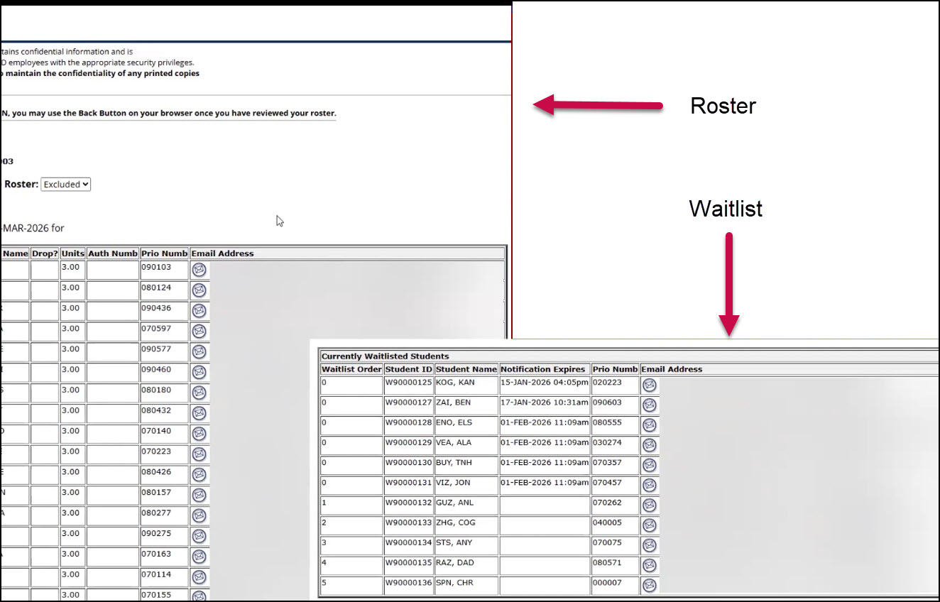 CLASS-Web Faculty Class Roster
