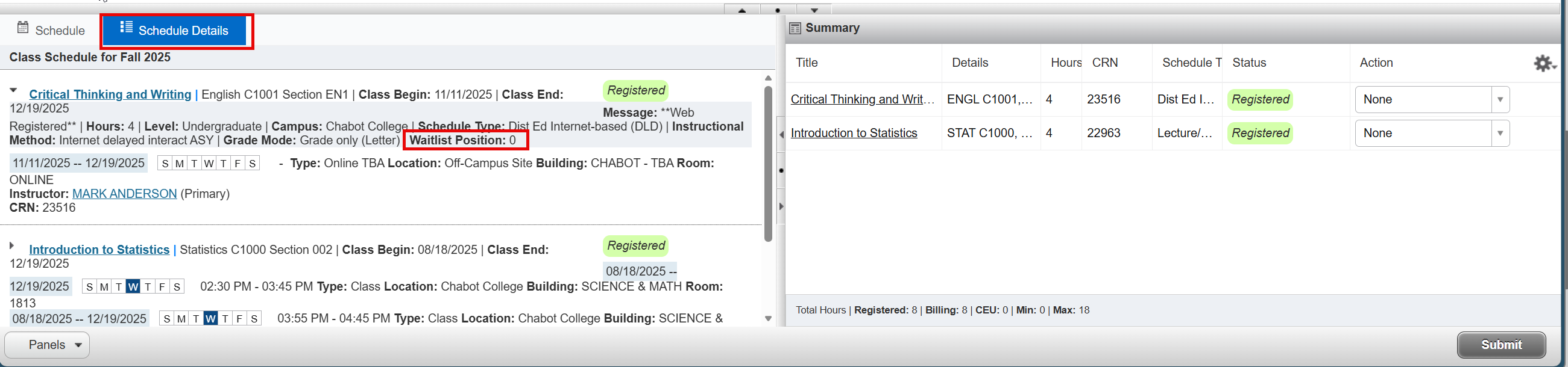 waitlist position Waitlist Position